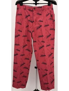 Brooks Brothers Vintage Red Sailboat Print Cotton Pants W34 L30